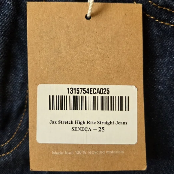 NWT Reformation Jax High Rise Straight Jeans Dark Wash Size 25 - Picture 7 of 7